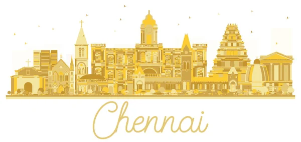 Chennai Índia Cidade skyline silhueta dourada . — Vetor de Stock