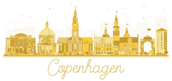 Copenhagen Denmark City skyline silhouette dorata . — Vettoriale Stock