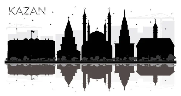 Kazan Russia City silhouette noire et blanche avec Reflec — Image vectorielle