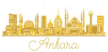 Ankara Türkiye şehir manzarası altın siluet.
