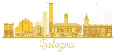 Bologna İtalya şehir manzarası altın siluet.