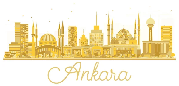 Ankara Turquía City skyline silueta dorada . — Vector de stock