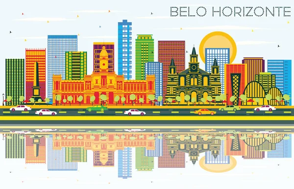 Belo Horizonte Brasil Skyline con Edificios de Color, Cielo Azul y — Archivo Imágenes Vectoriales