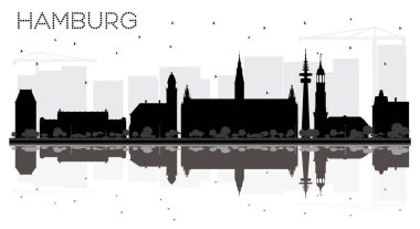 Hamburg Almanya şehir manzarası siyah beyaz siluet Ref ile