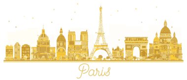 Paris şehir manzarası altın siluet.