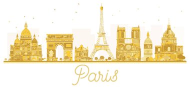 Paris şehir manzarası altın siluet.