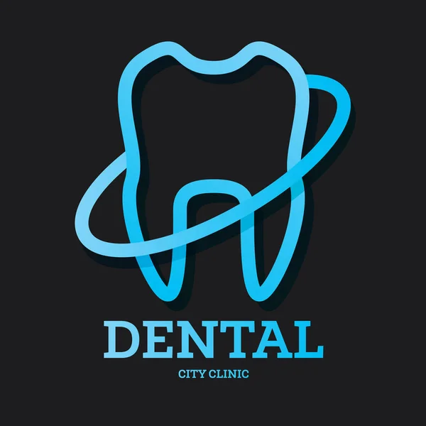 Zahnklinik-Logo mit blauem Zahn. — Stockvektor