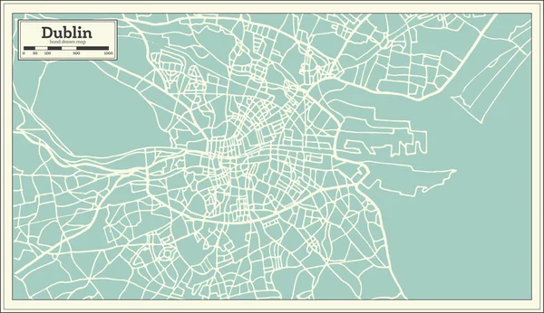Dublín Irlanda Mapa en Retro Style . — Archivo Imágenes Vectoriales