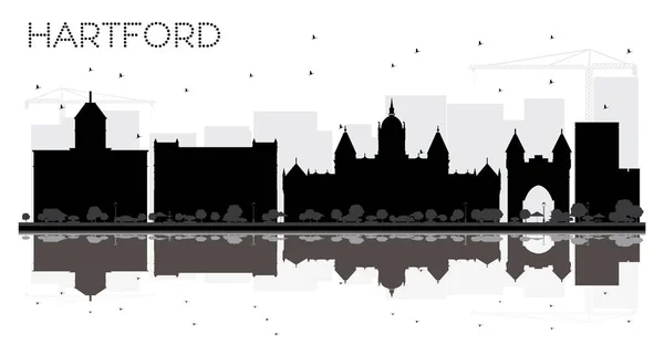 Hartford Connecticut USA City skyline black and white silhouette — Stock Vector