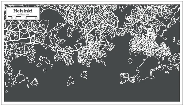 Helsinki Finsko mapa v Retro stylu. — Stockový vektor