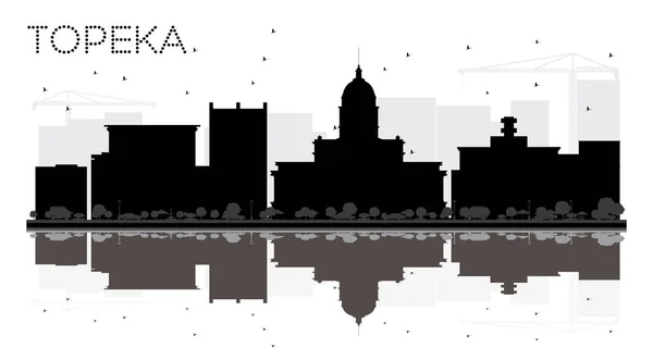 Topeka Kansas Usa City skyline svartvit siluett. — Stock vektor