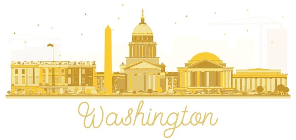 Washington dc Usa stad skyline gouden silhouet. — Stockvector