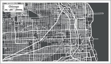 Chicago Illinois ABD harita Retro tarzı.