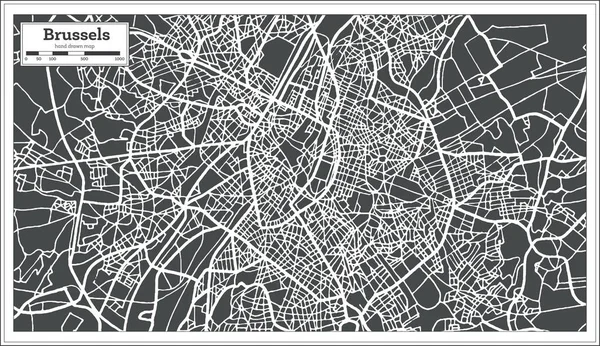 Bruxelles Belgio Mappa in Retro Style . — Vettoriale Stock