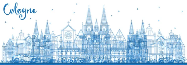 Контур Кельні Німеччина Брісбен з Blue будівель. — стоковий вектор