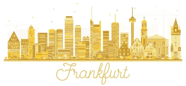 Frankfurt Alemanha Cidade skyline silhueta dourada . —  Vetores de Stock