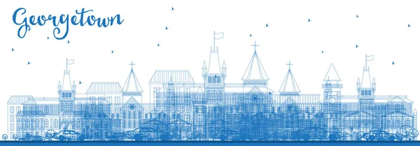 Overzicht Georgetown Skyline met blauwe gebouwen. — Stockvector