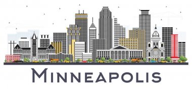 Minneapolis Minnesota ABD Skyline renk izole binalar 
