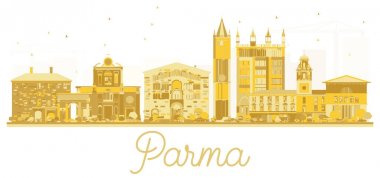 Parma İtalya şehir manzarası altın siluet.