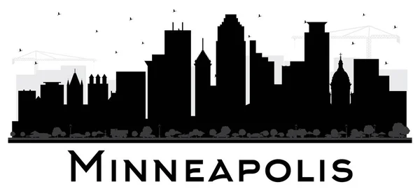Minneapolis Minnesota USA Skyline Silueta en blanco y negro . — Archivo Imágenes Vectoriales