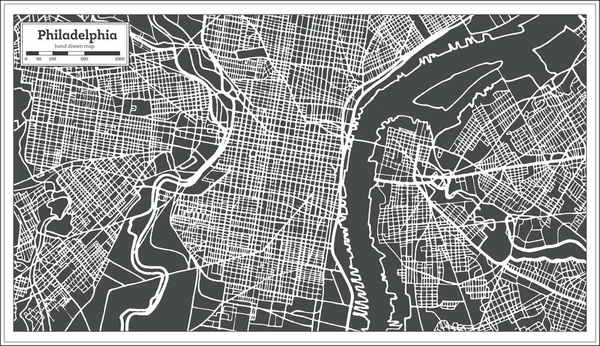费城宾夕法尼亚州美国地图复古风格. — 图库矢量图片