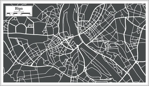 Riga Latvia Map in Retro Style. — Stock Vector