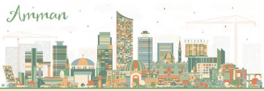 Amman Jordan şehir manzarası ile renk binalar.