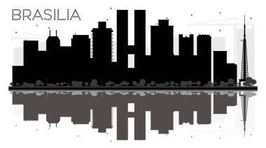 Brasilia Brezilya şehir manzarası siyah ve beyaz siluet Ref ile