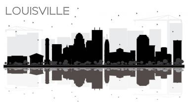 Louisville Kentucky ABD şehir manzarası siyah beyaz siluet 