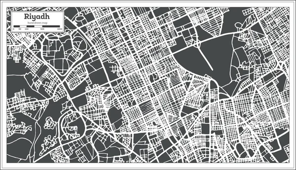 レトロなスタイルのリヤド サウジアラビア アラビア都市マップ. — ストックベクタ