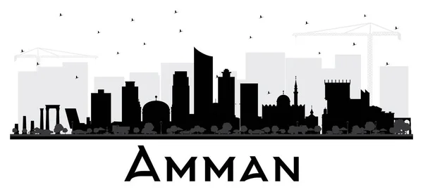 Amman Jordan City Skyline czarno-białe sylwetka. — Wektor stockowy