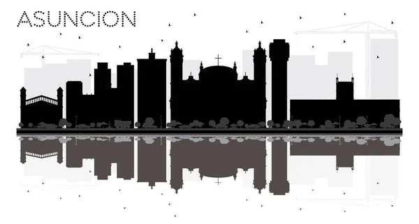 Asuncion Paraguay City silhouette noire et blanche avec R — Image vectorielle