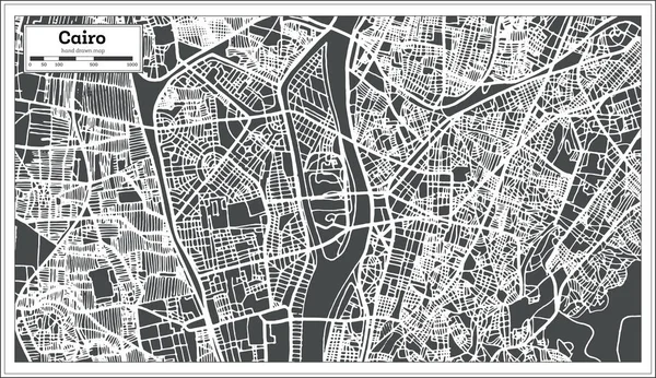 Cairo Egypt City Mappa in stile retrò . — Vettoriale Stock