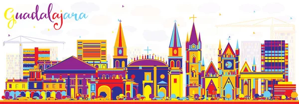 Resumen Guadalajara Ciudad de México Skyline con Edificios de Color . — Archivo Imágenes Vectoriales
