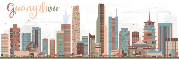 Renk binaları ile soyut Guangzhou Çin şehir manzarası. — Stok Vektör
