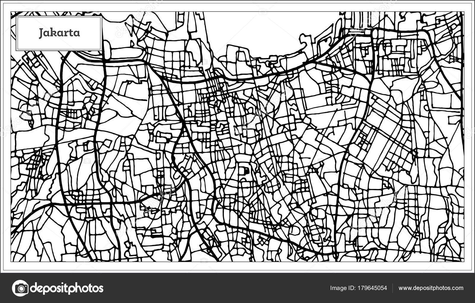  Carte  de  la ville de  Jakarta  Indon sie en noir et blanc 
