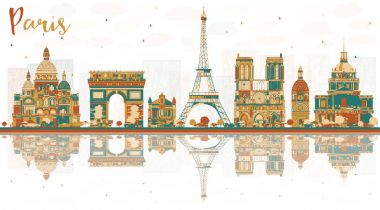 Renk yerler ile Paris Fransa şehir manzarası.