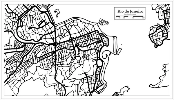 Карта міста Ріо-де-Жанейро в чорно-білому кольорі. — стоковий вектор
