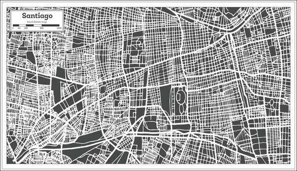 Santiago chili Stadtplan im Retro-Stil. Übersichtskarte. — Stockvektor