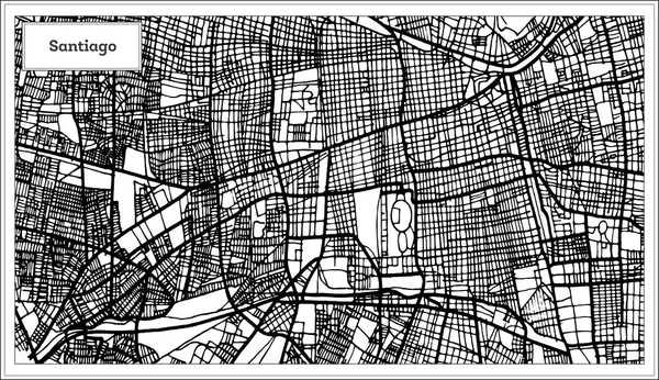 Santiago Chile City Map in Black and White Color. — Stock Vector