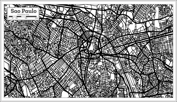 Mapa da cidade de São Paulo Brasil em preto e branco . —  Vetores de Stock
