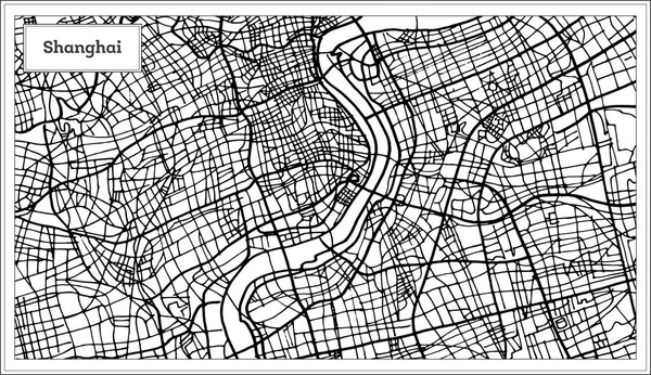 블랙과 화이트 컬러로 상하이 중국 도시 지도. — 스톡 벡터