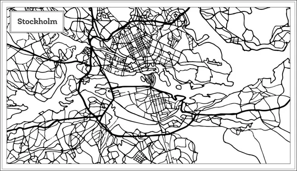 Стокгольм Швеция Карта в чёрном и белом цвете . — стоковый вектор