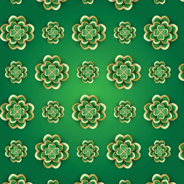 St. Patrick's Day Pattern with 3d Clover. — Stock Vector