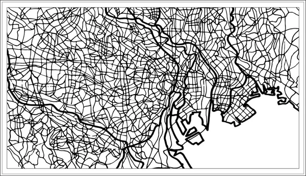 Tóquio Japão mapa da cidade em preto e branco . —  Vetores de Stock