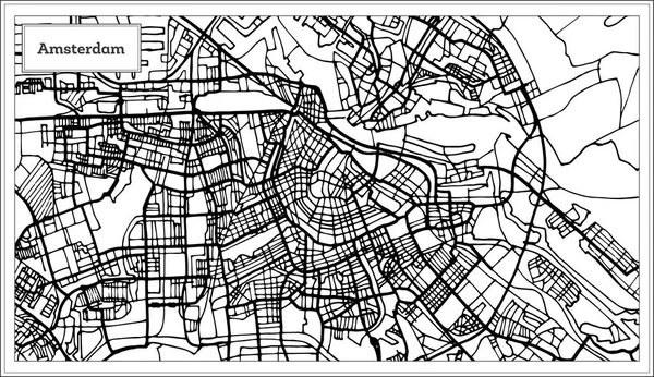 Mapa de Amsterdam Holland en color blanco y negro . — Archivo Imágenes Vectoriales