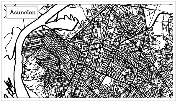 Asuncion paraguay Stadtplan in schwarz-weißer Farbe. — Stockvektor