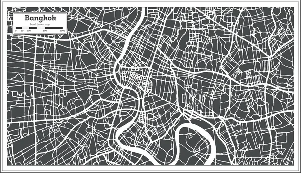 レトロなスタイルでバンコク タイ都市マップ。概要地図. — ストックベクタ