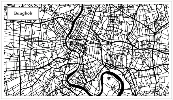 曼谷泰国城市地图黑白色. — 图库矢量图片