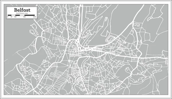 Belfast Irlande Carte de la ville dans un style rétro . — Image vectorielle